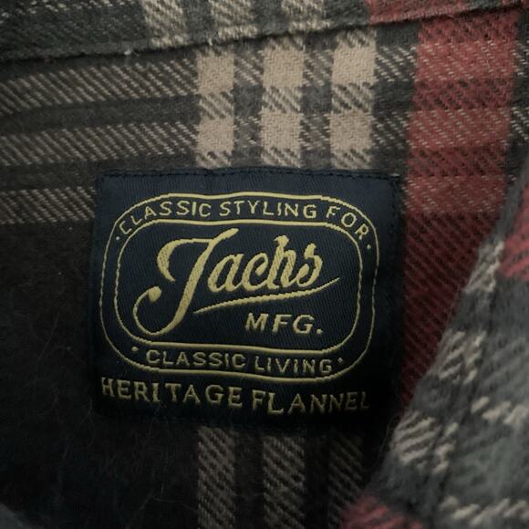 Jachs Heritage Flannel Shirt Mens Medium Long Sleeve Red Plaid Classic Outdoors - Picture 2 of 5